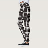 Leggings Noir Fenêtre Plaid Grid Stripes Design Motif (Gauche)
