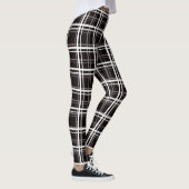 Leggings Noir Fenêtre Plaid Grid Stripes Design Motif (Droite)