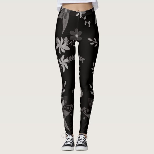 Leggings noir floral (Devant)