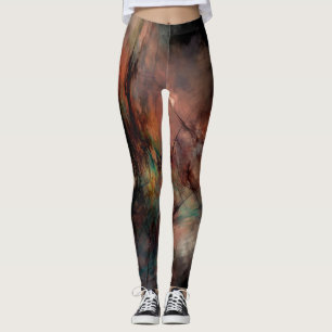 Leggings Noir foncé abstrait et motif bleu