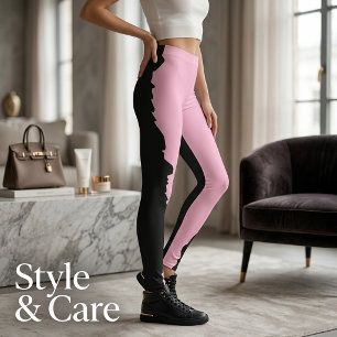 Leggings Noir gras avec rose doux Unique Stylé