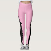Leggings Noir gras avec rose doux Unique Stylé (Devant)