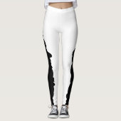 Leggings Noir Gras avec Style Unique Classique Blanc (Devant)