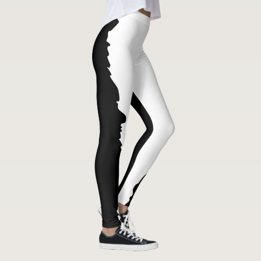 Leggings Noir Gras avec Style Unique Classique Blanc (Droite)