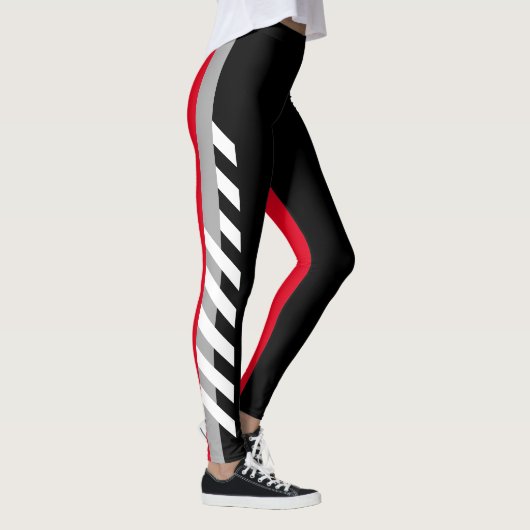Leggings Noir, guêtres de rayure de Grey'ne Red (Droite)