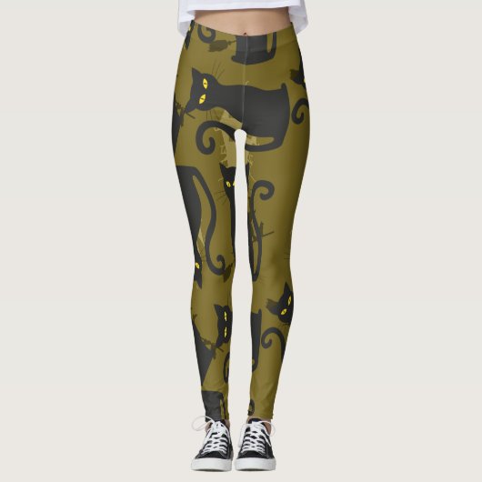Leggings Noir Kitty Chat Metallizer Faco Déco (Devant)