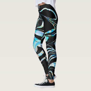 Leggings Noir Moderne Avec Fils De Marbre Coloré
