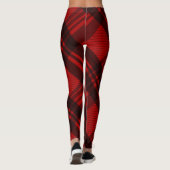 Leggings Noir moderne et rouge plaid (Dos)