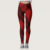 Leggings Noir moderne et rouge plaid (Devant)