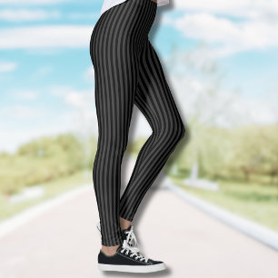 Leggings Noir & Noir Fumé Rayures Verticales Étroites