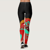 Leggings Noir, Or, Bourgogne, Fluide de marbre (Dos)