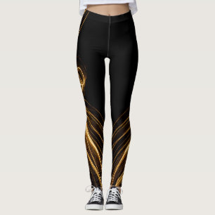 Leggings Noir & Or "Golden Elegance"