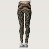 Leggings Noir & Or Moderne Motif de Monogramme classique (Devant)