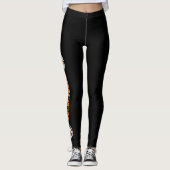 Leggings noir orange volleyballs w jambe texte fille (Devant)