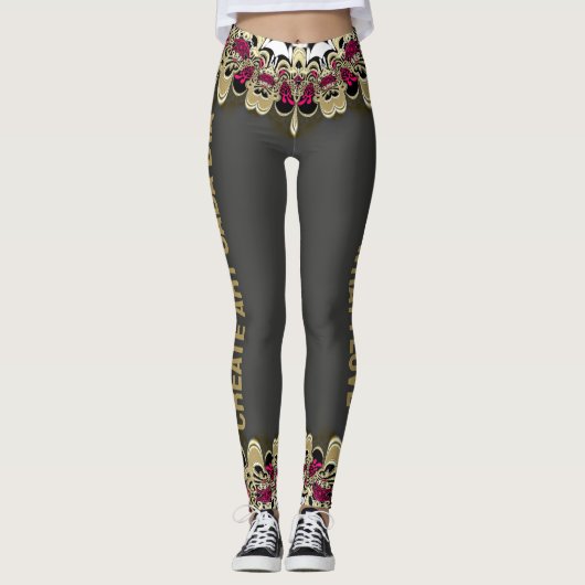 Leggings Noir rose (Devant)