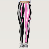 Leggings Noir rose et blanc Abstrait (Devant)