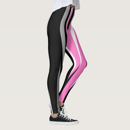Leggings Noir rose et blanc Abstrait (Droite)