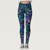 Leggings Noir rose Turquoise Cosmique Abstrait Fluide Nebul (Devant)