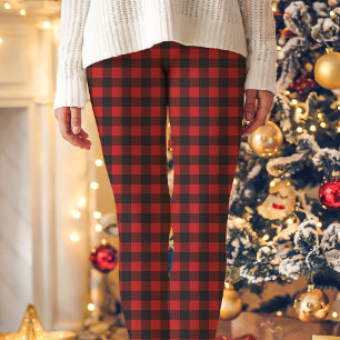 Leggings Noir rouge et noir Buffalo plaid Noël
