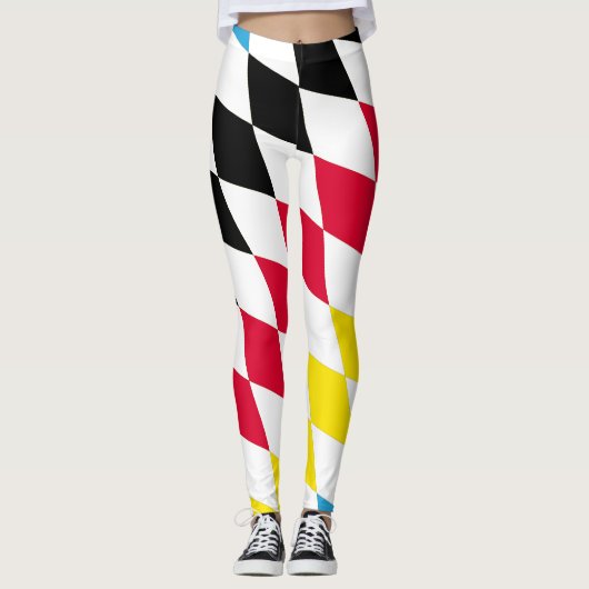 Leggings Noir rouge jaune Bavaria Motif Drapeau Diamant (Devant)