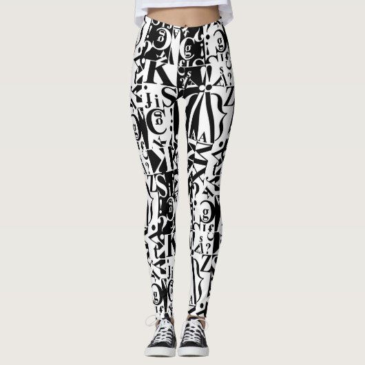 Leggings noir sur blanc sur pattes noires (Devant)