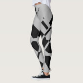 Leggings Noir sur gris argenté Grandes formes géométriques (Gauche)