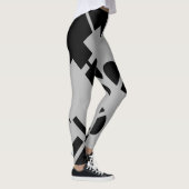 Leggings Noir sur gris argenté Grandes formes géométriques (Droite)