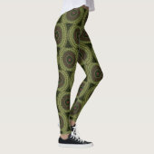 Leggings Noir vert clair et rouge Mandala Retro (Droite)