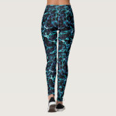 Leggings Noir Violet & Bleu Aqua Électrique Choquant (Dos)