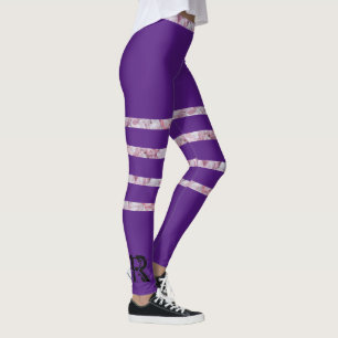 Leggings Noir Violet Rose Quartz rayé Monogramme moderne