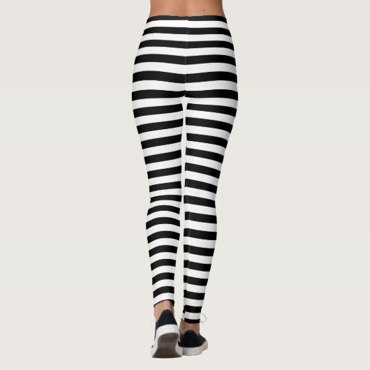 Leggings Noire et blanche rayée (ou faite sur commande (Dos)