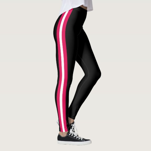 Leggings noires avec rayure latérale rouge personn (Droite)