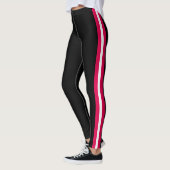 Leggings noires avec rayure latérale rouge personn (Gauche)