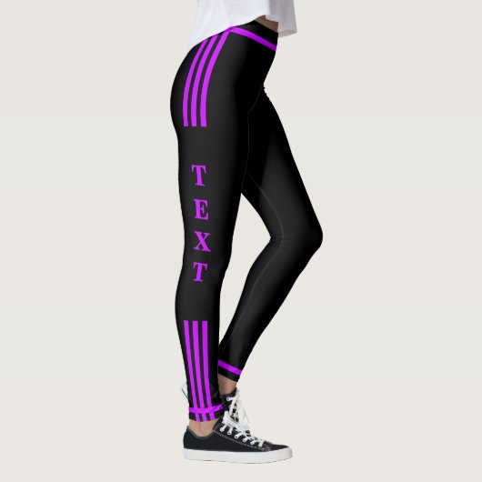 Leggings noirs à rayure latérale Texte et couleur (Droite)
