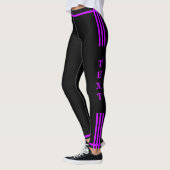 Leggings noirs à rayure latérale Texte et couleur (Gauche)