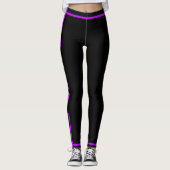 Leggings noirs à rayure latérale Texte et couleur (Devant)