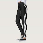 Leggings noirs à rayures blanches - Choisir les co (Gauche)
