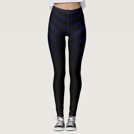 Leggings Noirs Avec Bleus Pour Femmes (Devant)