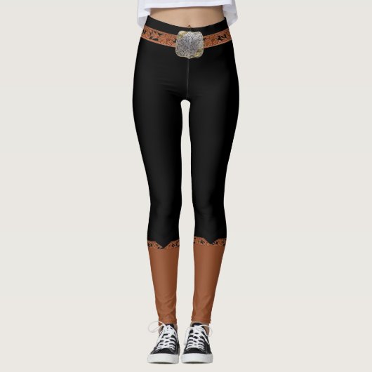 Leggings Noirs Avec Ceinture De Faux Et Bottes De  (Devant)