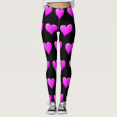 Leggings noirs avec coeur rose violet (Devant)