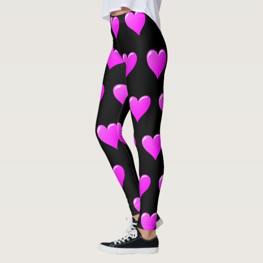 Leggings noirs avec coeur rose violet (Gauche)
