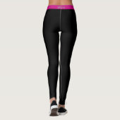 Leggings noirs avec rayure latérale rose violet (Dos)