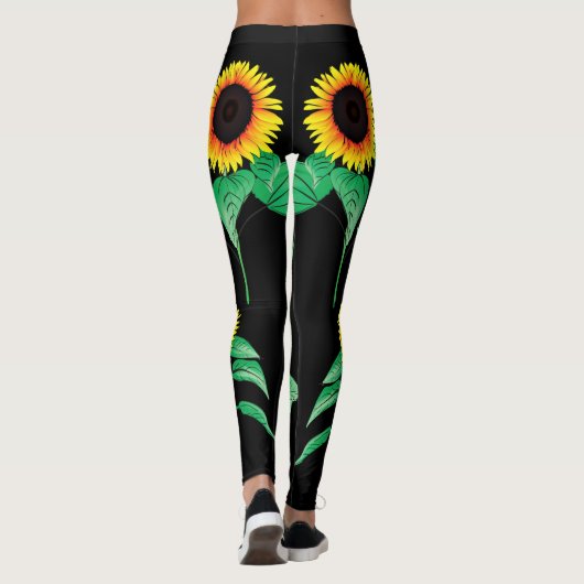 Leggings noirs avec tournesols (Dos)
