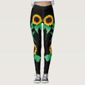 Leggings noirs avec tournesols (Devant)