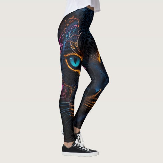Leggings noirs de Neon Leopard (Droite)