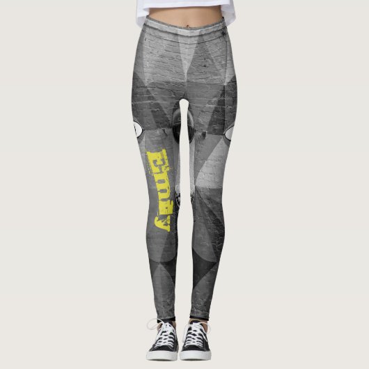 Leggings noirs de nom personnalisé (Devant)