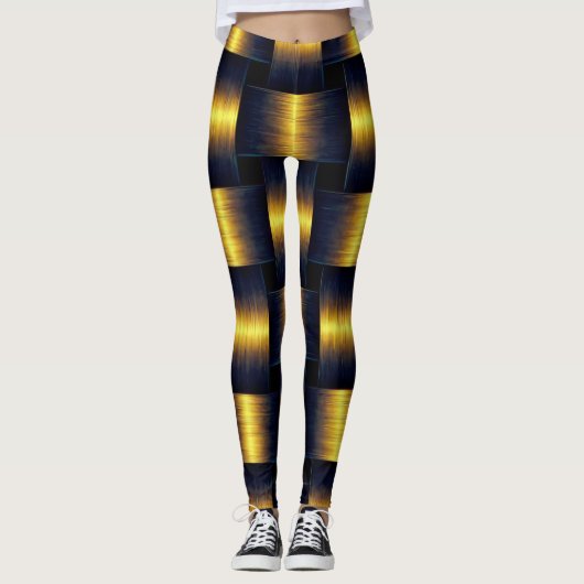 Leggings noirs d'or avec treillis d'or (Devant)