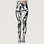 Leggings noirs et blancs Abstraits (Devant)
