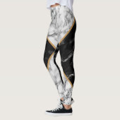 Leggings noirs et blancs avec design en marbre (Gauche)