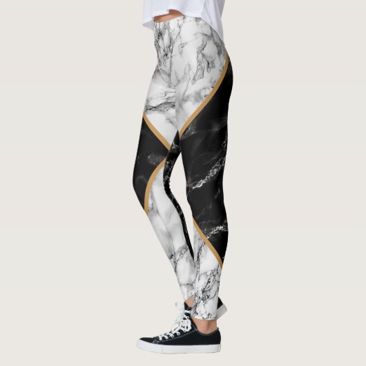 Leggings noirs et blancs avec design en marbre (Gauche)